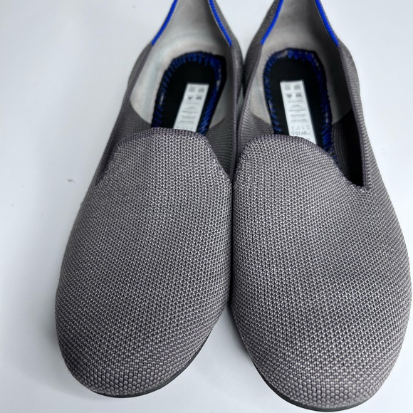 ROTHY’S WOMANS THE LOAFERS MOCHA  TOUPE FLAT SHOES WASHABLE BLUE TRIM - Picture 1 of 15